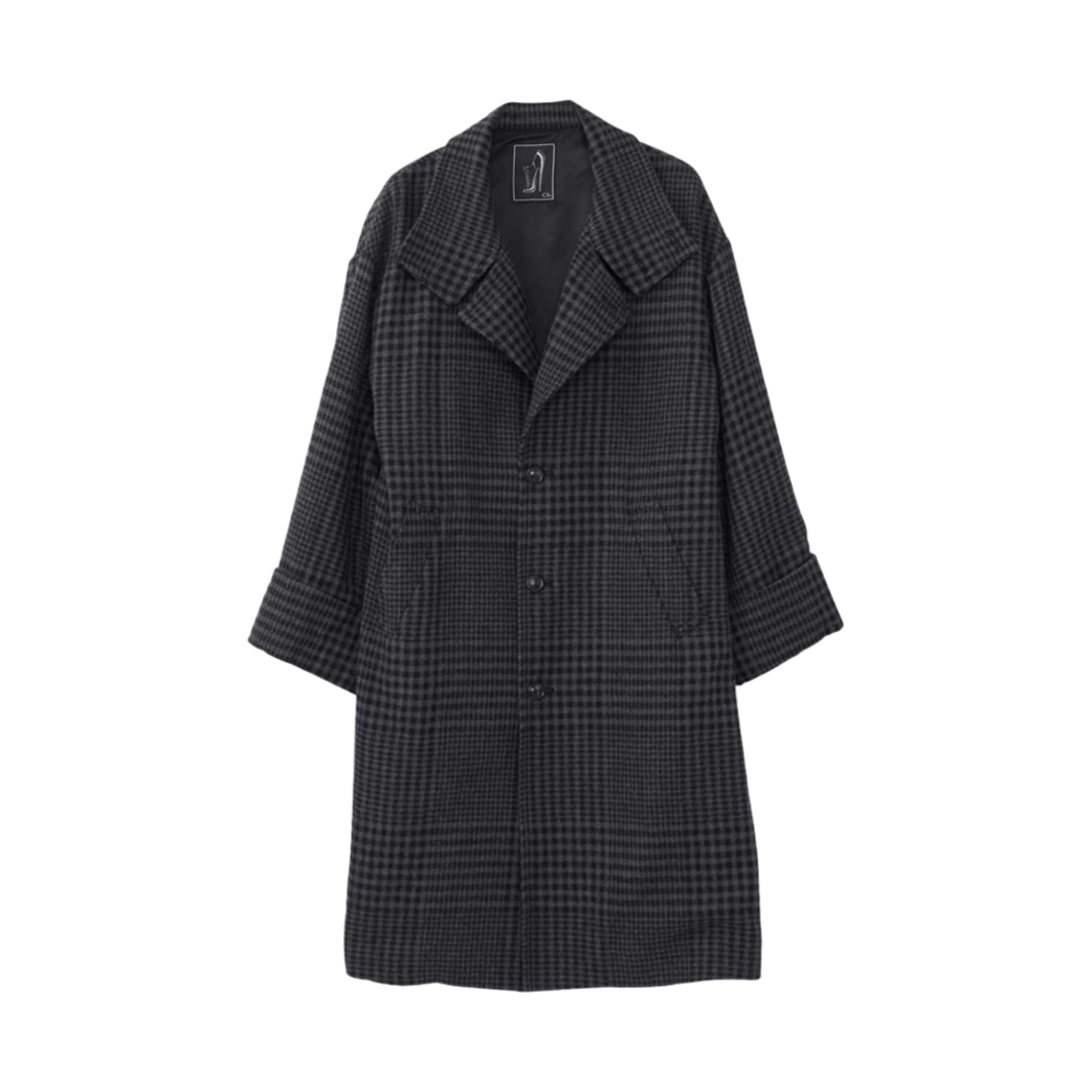(W) 히스테릭 글래머 하이넥 오버사이즈 코트 그레이 멀티컬러((W) Hysteric Glamour High Neck Oversized Coat Gray Multicolor) - 1