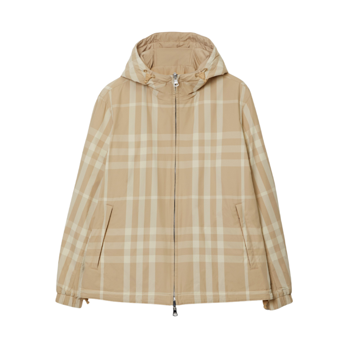 8068728 Burberry Reversible Check Nylon Hooded Jacket Soft Fawn