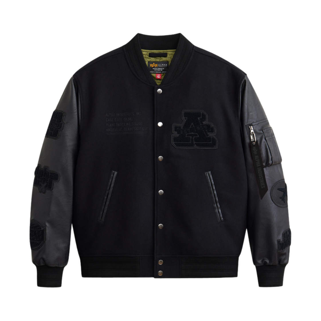알파인더스트리 레더 MA-1 바시티 블랙