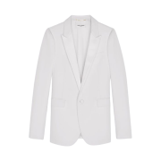 (W) Saint Laurent Tuxedo Jacket In Grain De Poudre White