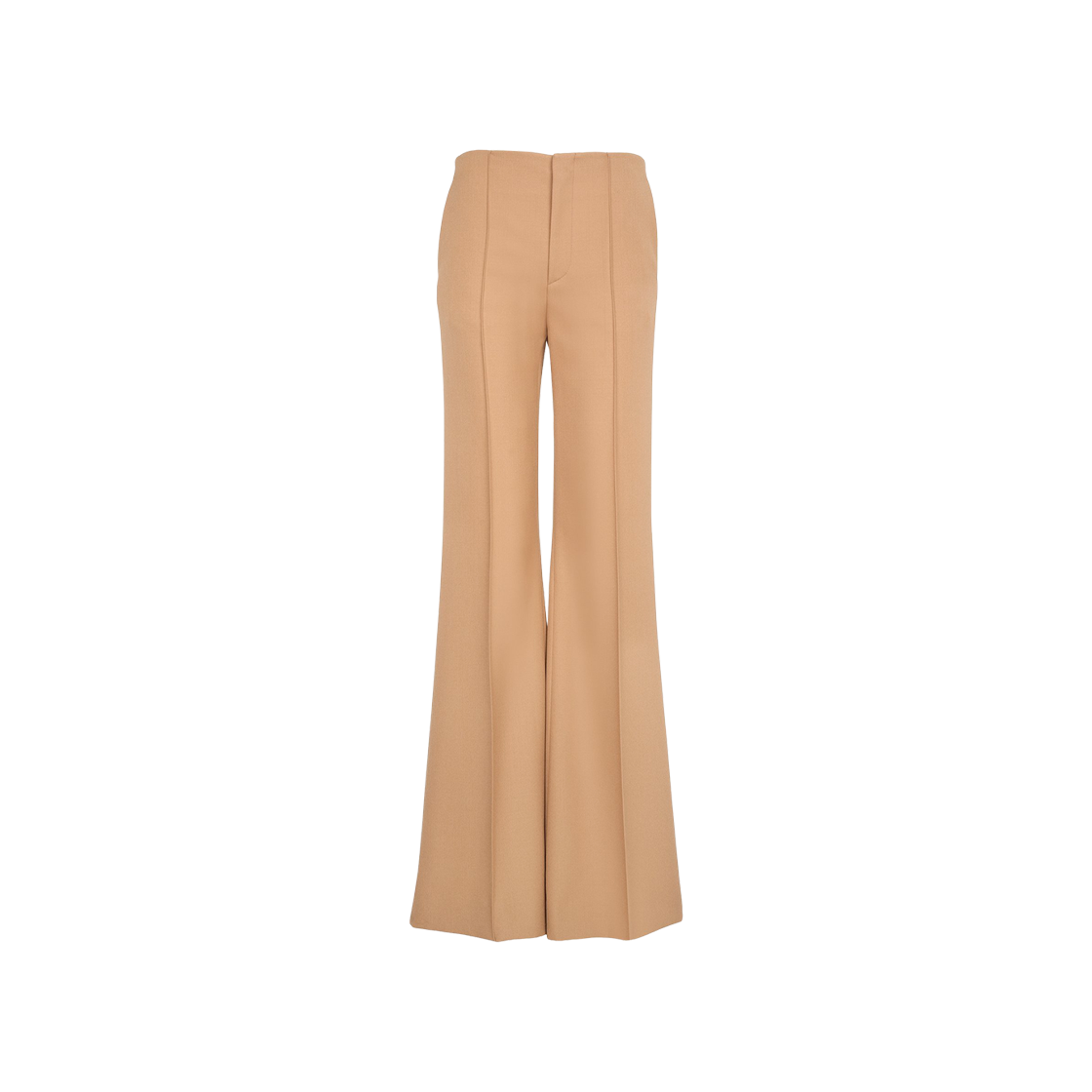 CH24APA32063205 (W) Chloe Wool Grain De Poudre Broken-Heel Slim Pants Coconut Brown
