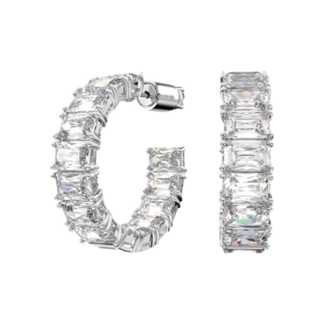 (W) 스와로브스키 밀레니아 후프 이어링 화이트 로듐 플래팅((W) Swarovski Millenia Hoop Earrings White Rhodium Plated)