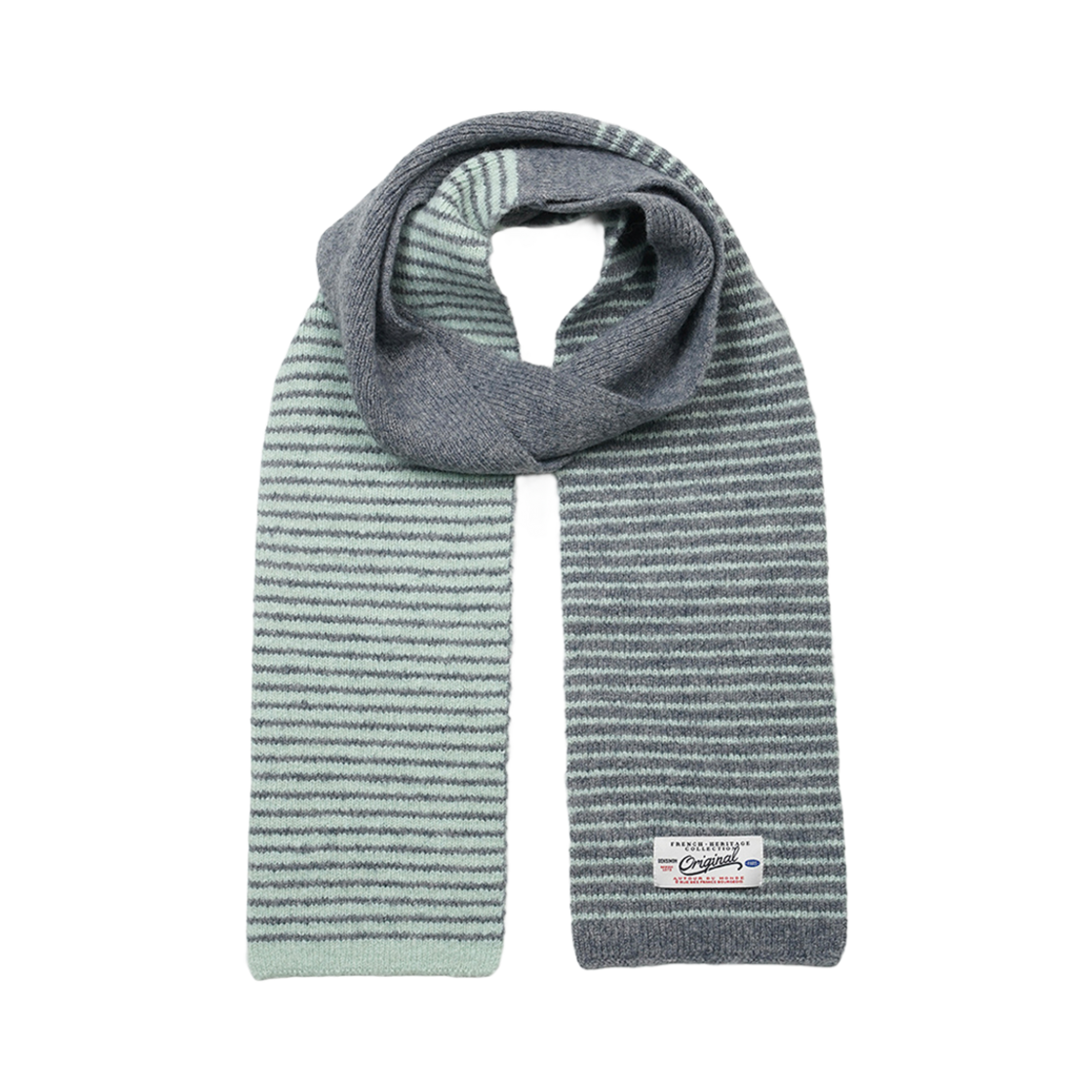 벤시몽 컬러 블럭 니트 머플러 그레이(Bensimon Color Block Knit Muffler Grey)