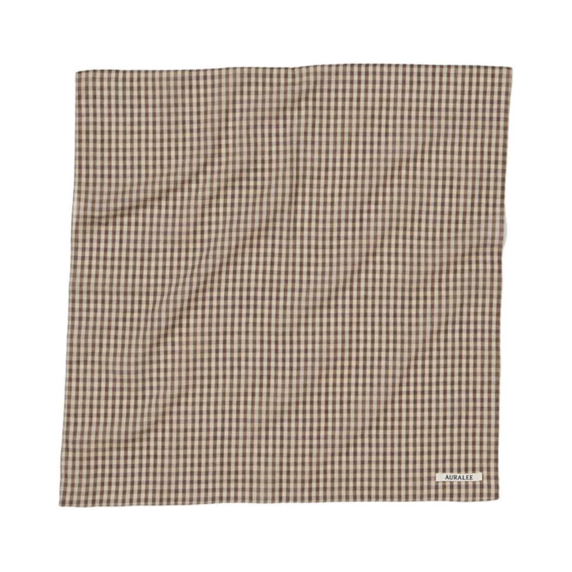 A25SS03GC Auralee Airy Light Cotton Check Scarf Brown Gingham Check