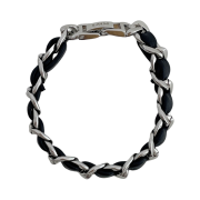 lovememonster Chic Leather Ribbon Chain Bracelet Black