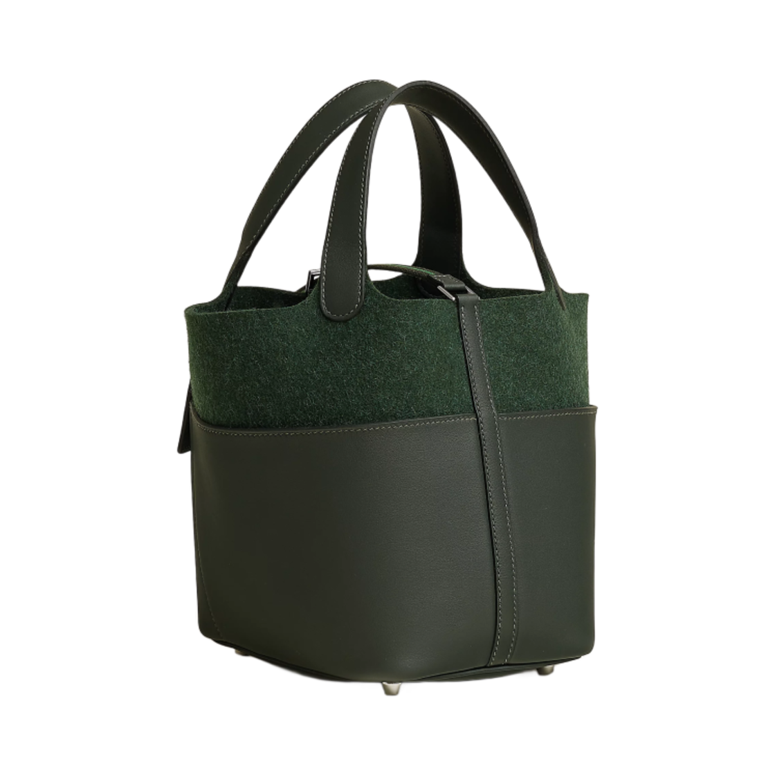 에르메스 피코탄 락 18 백 펠트 스위프트 & 팔라듐 하드웨어 베르 퐁쎄 베르 앵글레 베르 퐁쎄 캑터스 뉴 화이트(Hermes Picotin Lock 18 Bag Felt Swift & Palladium Vert Fonce Vert Anglais Vert Fonce Cactus New White) - 3