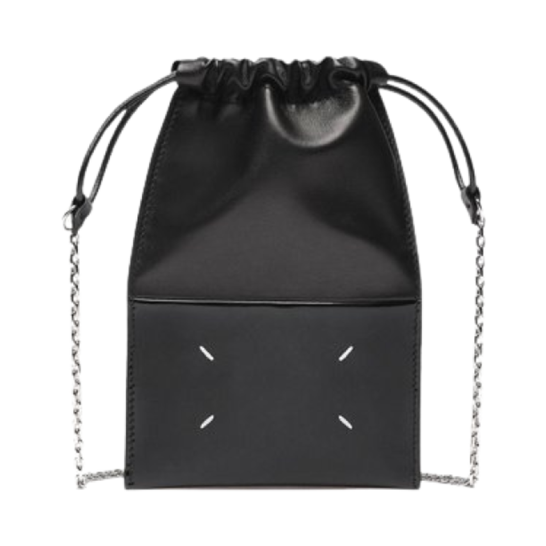 SA1VL0034P5135T8013 Maison Margiela Drawstring Phone Neck Pouch With Chain Black