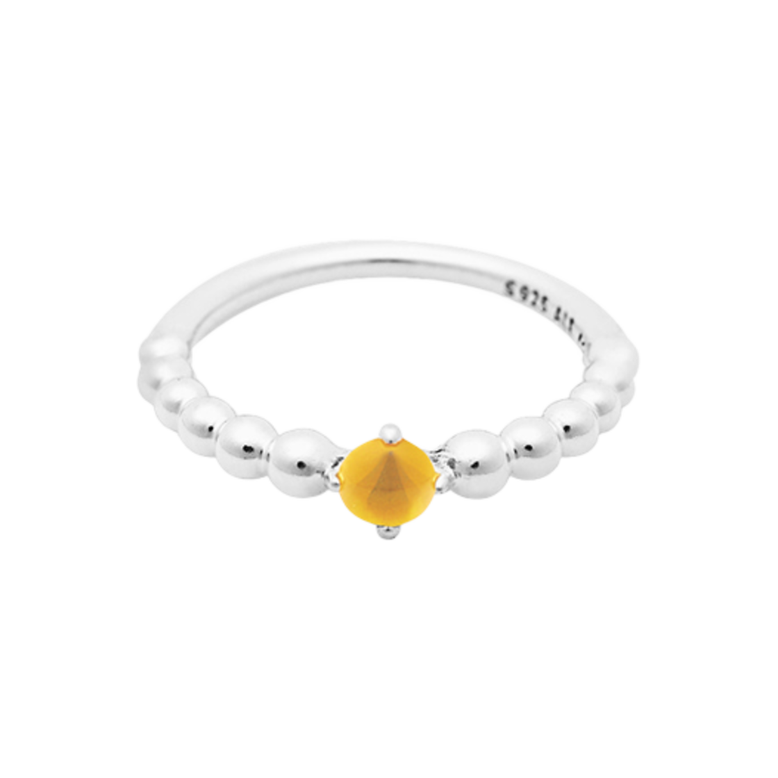 (W) 판도라 노벰버 허니 비디드 링 스털링 실버 옐로우((W) Pandora November Honey Beaded Ring Sterling Silver Yellow) - 1