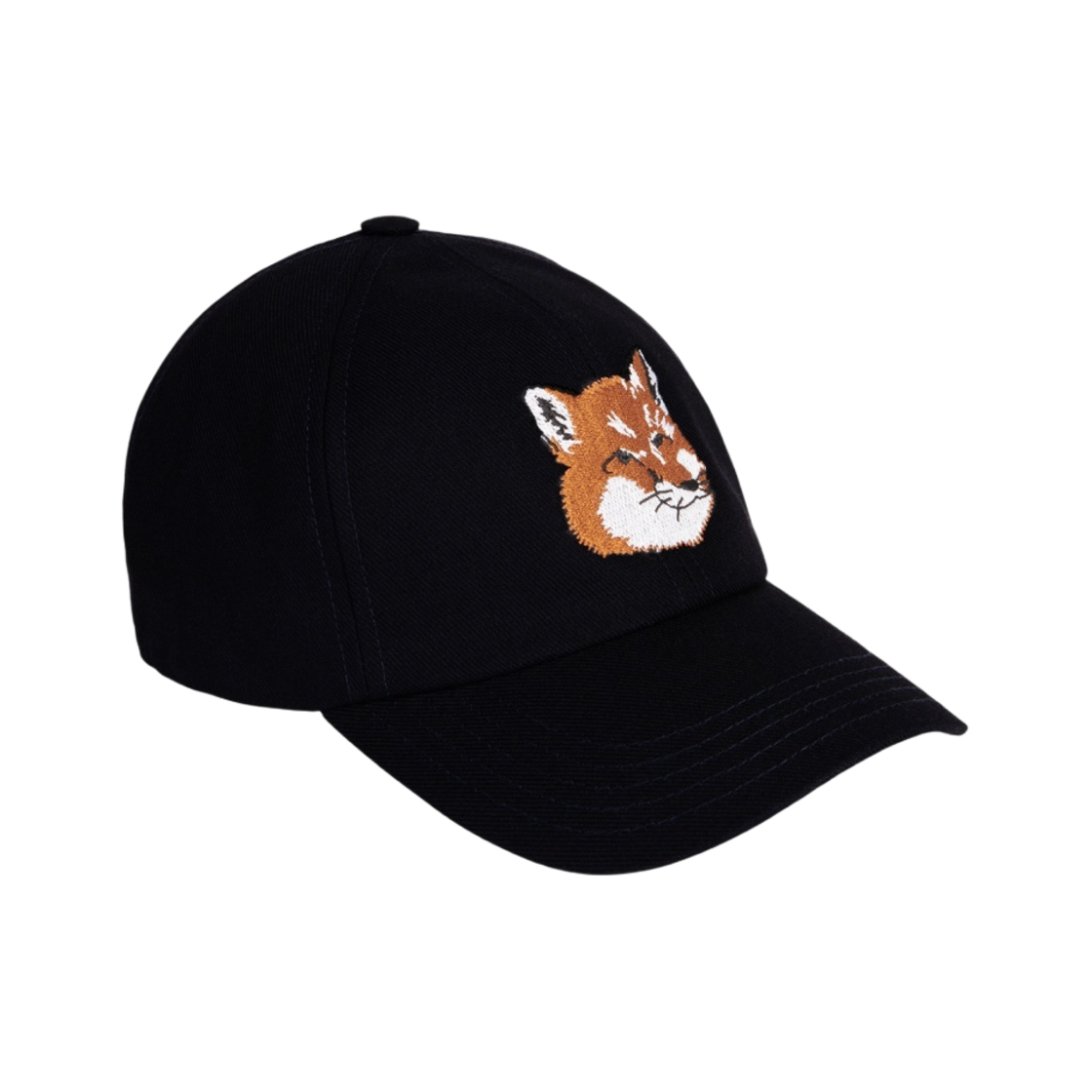 HU06118WW0007-P199 Maison Kitsune Large Fox Head Embroidered 6P Cap Black - 21FW
