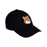 Maison Kitsune Large Fox Head Embroidered 6P Cap Black - 21FW