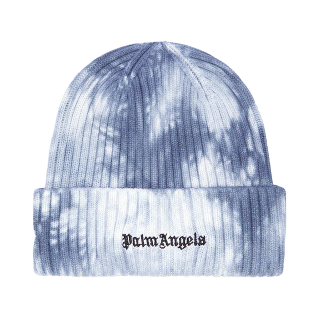 P9Y3MMF36 Palm Angels Tie Dye Logo Beanie Deep Blue