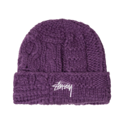 Stussy Knit Patchwork Beanie Purple