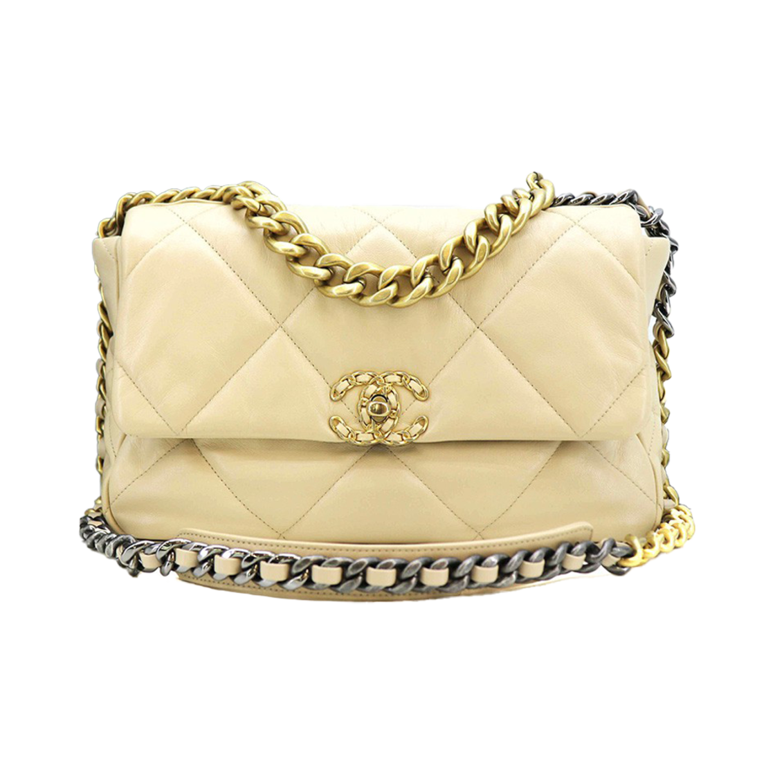 ITRBCPQP362D Chanel 19 Bag Large Beige Shiny