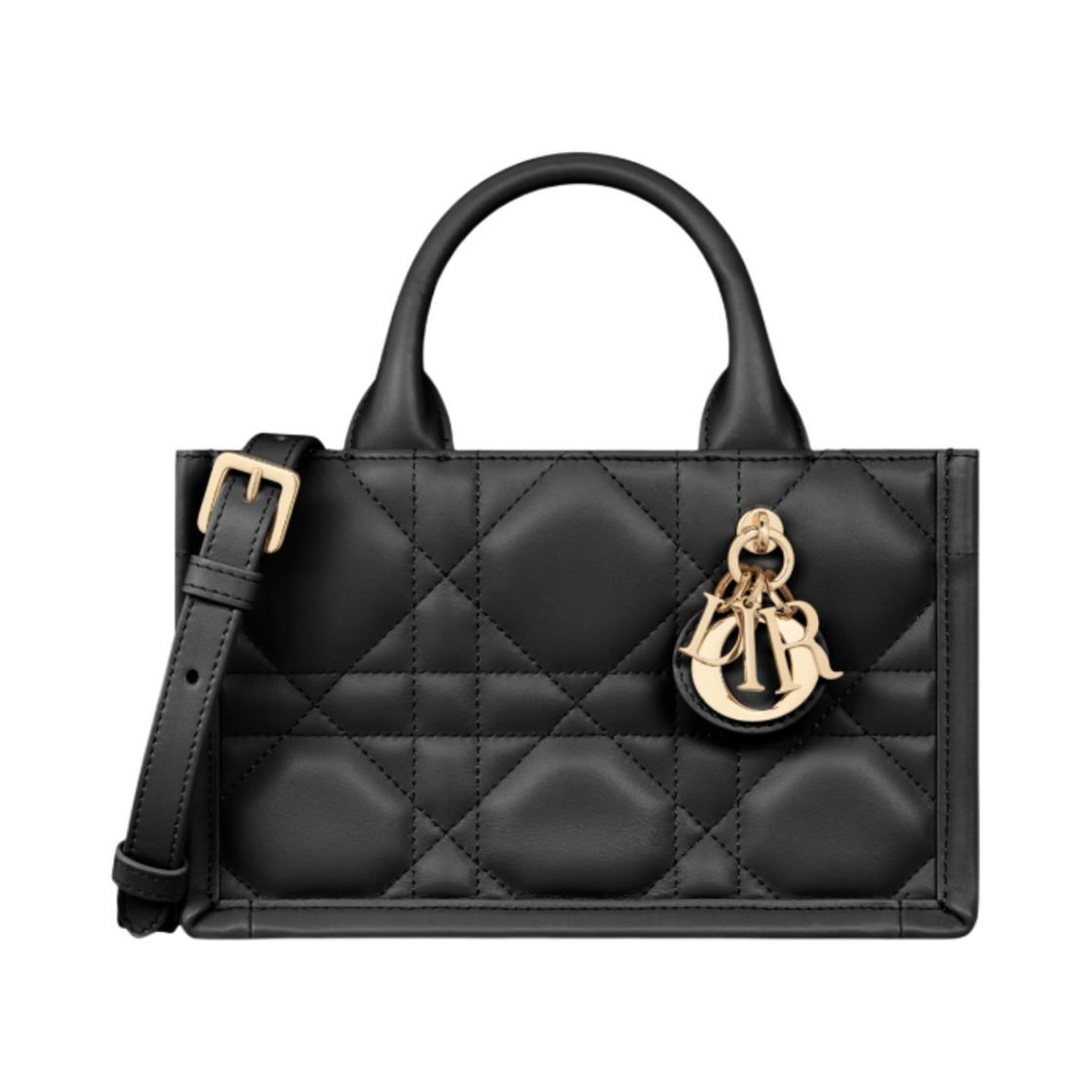 S5573OWHP-M900 Dior Mini Book Tote with Strap Macrocannage Calfskin Black