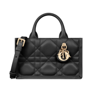 Dior Mini Book Tote with Strap Macrocannage Calfskin Black