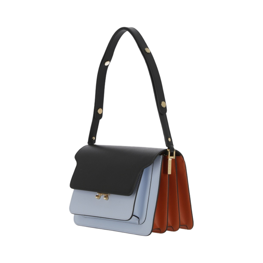 마르니 사피아노 미니 트렁크백 블랙 일루젼 블루 칠리(Marni Saffiano Mini Trunk Bag Black Illusion Blue Chili) - 2