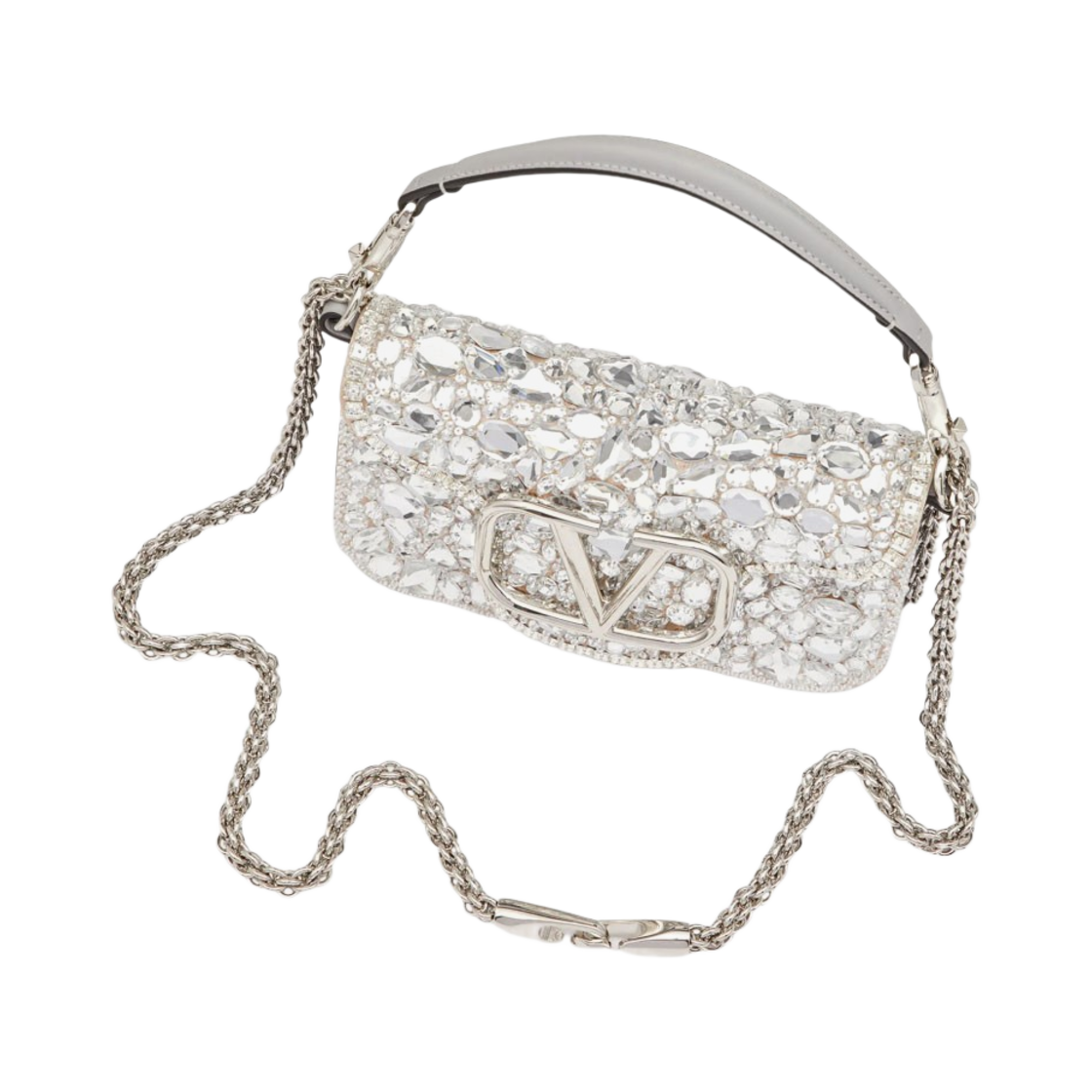 발렌티노 크리스탈 스몰 로코 숄더백 실버(Valentino Small Loco Shoulder Bag With Crystals Silver) - 5
