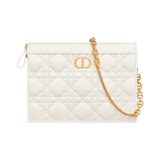 Dior Caro Zipped Pouch Chain Latte Supple Cannage Calfskin