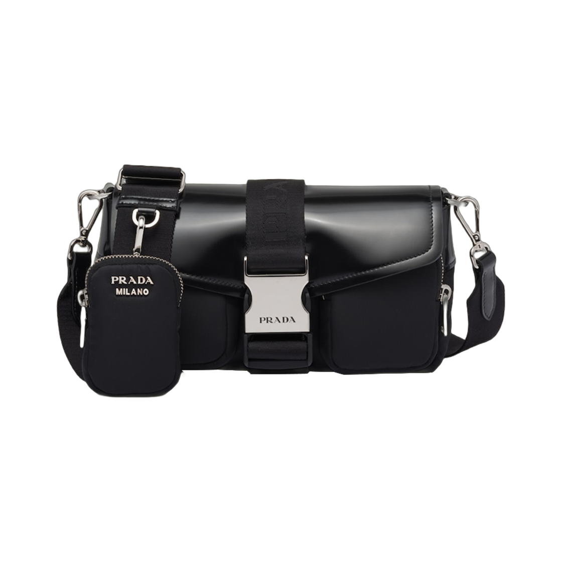 프라다 포켓 나일론 브러쉬드 레더 백 블랙(Prada Pocket Nylon Brushed Leather Bag Black) - 1