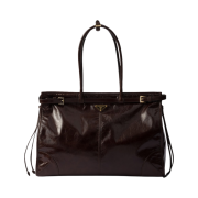 Prada Bonnie Extra Large Leather Handbag Dark Brown