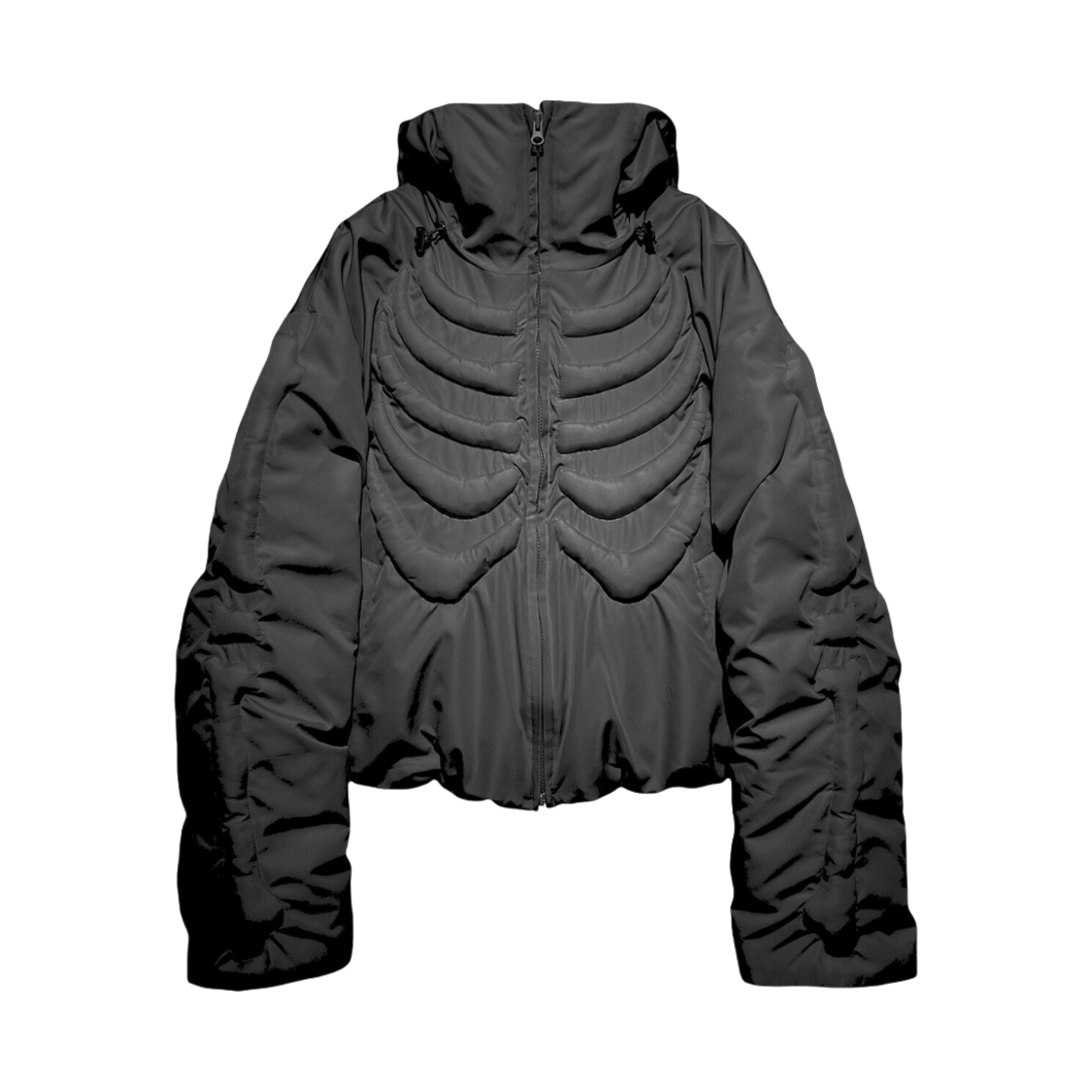241218002 Surgery Bone Embossing Puffer Jacket Black