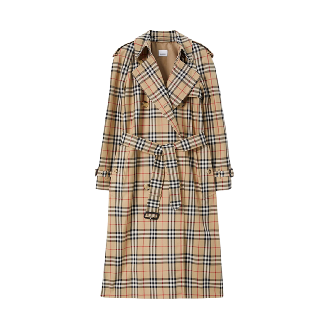 (W) 버버리 롱 체크 개버딘 트렌치 코트 아카이브 베이지((W) Burberry Long Check Gabardine Trench Coat Archive Beige) - 1