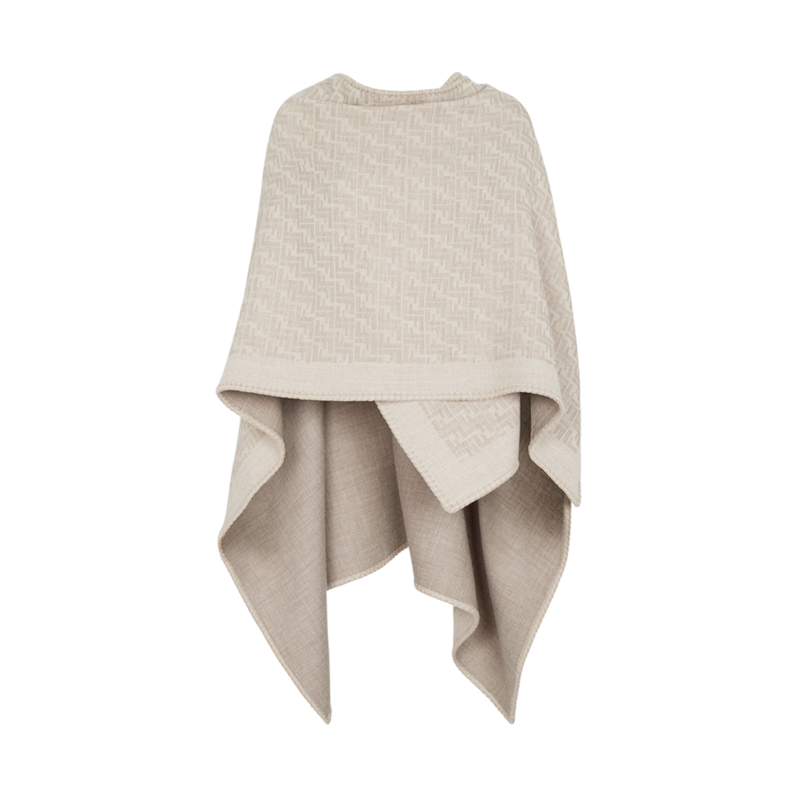 FXX776ASFXF0QB9 (W) Fendi FF Wool Cashmere Poncho Beige