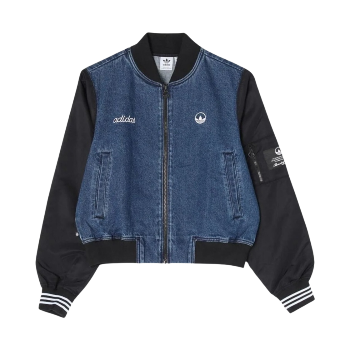 (W) 아디다스 컬리지에이트 데님 자켓 - KR 사이즈((W) Adidas Collegiate Jacket Denim - KR Sizing) - 1