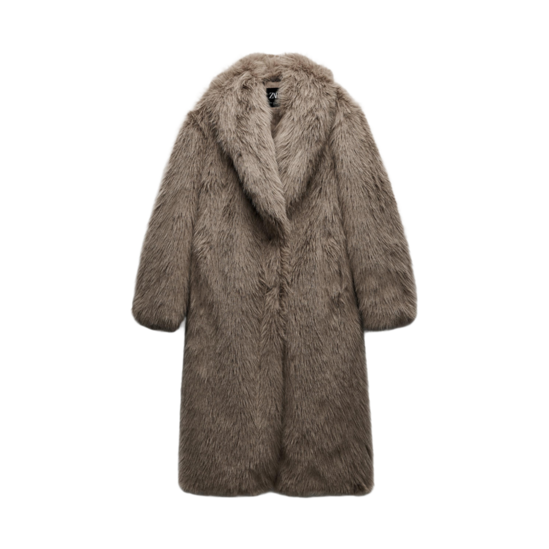 (W) 자라 롱 포우 퍼 코트 토프 그레이((W) Zara Long Faux Fur Coat Taupe Grey)