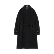 Auralee Cashmere Wool Mosser Soutien Collar Coat Black - 23AW