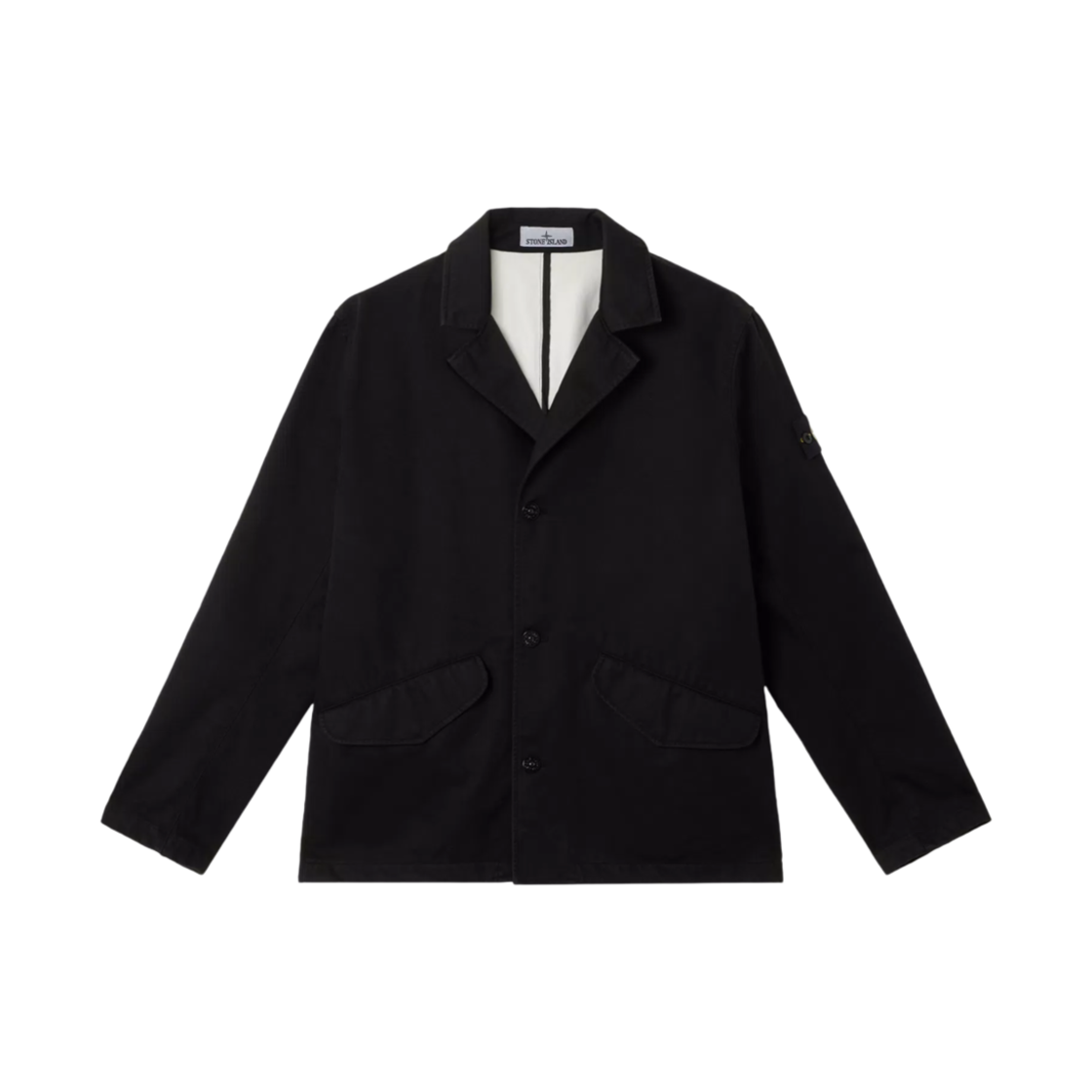 K1S15A1000-03S0034-V0029 Stone Island A100003 Raso Gommato 3L Organic Cotton Breathable Waterproof and Windproof Blazer Black - 25SS