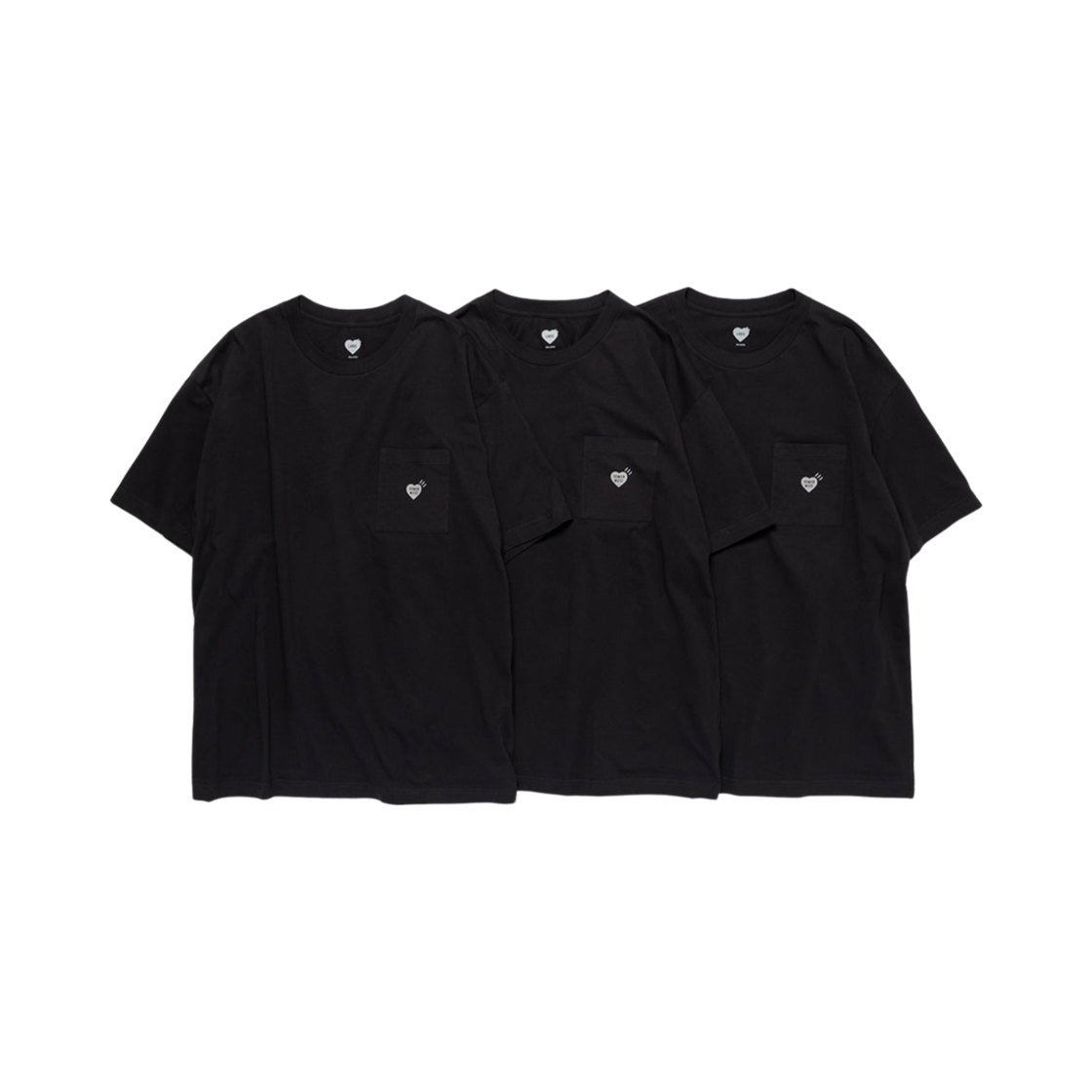 휴먼 메이드 포켓 티셔츠 블랙 세트 (3개입)(Human Made Pocket T-Shirt Black Set (3 Pack))