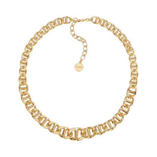 (W) Dior CD Navy Necklace Gold Finish Metal