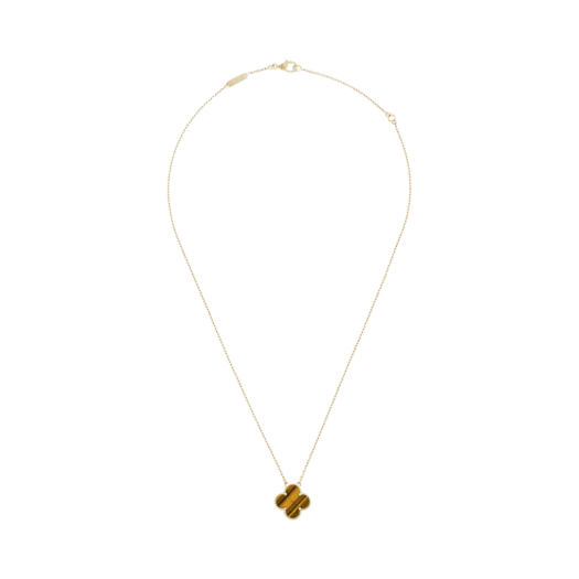 (W) Van Cleef & Arpels Vintage Alhambra Pendant Yellow Gold Tiger Eye
