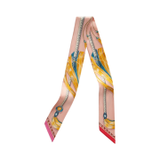 (W) Hermes Cavalcades Twilly Rose Poudre Jaune D'or Bleu