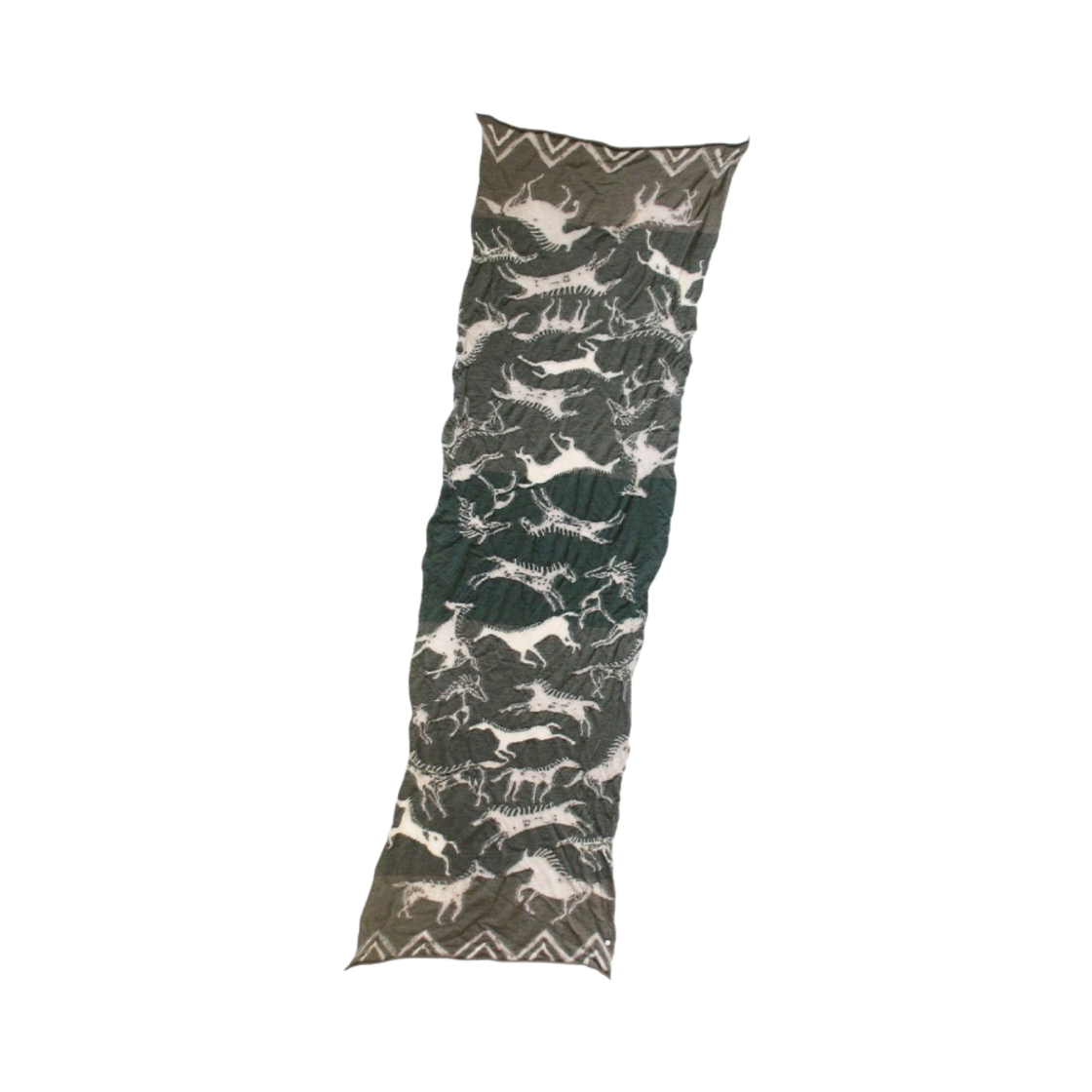 캐피탈 풀 렝스 울 인디언 페인팅 스카프 그린(Kapital Full Length Wool Indian Painting Scarf Green)
