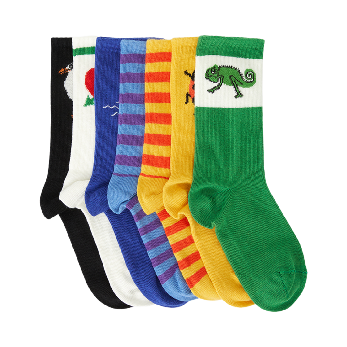 (키즈) 미니 로디니 삭스 그린 (7팩)((Kids) Mini Rodini Socks Green (7 Pack))
