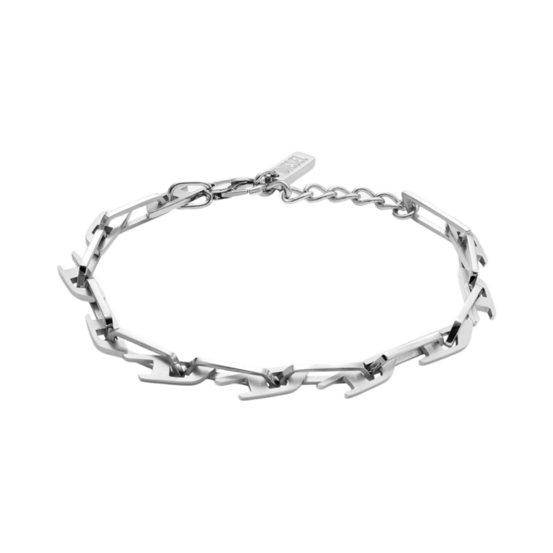 디젤 Dx1536040 스테인리스 스틸 인터로킹 D 로고 체인 브레이슬릿 실버(Diesel Dx1536040 Stainless Steel Interlocking D Logo Chain Bracelet Silver) - 2