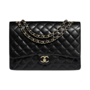 Chanel Classic Maxi Handbag Grained Calfskin & Gold Black