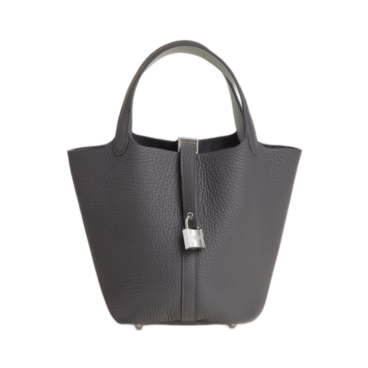 Hermes Picotin Lock 18 Eclat Bag Clemence Swift & Palladium Ardoise Gris Platine