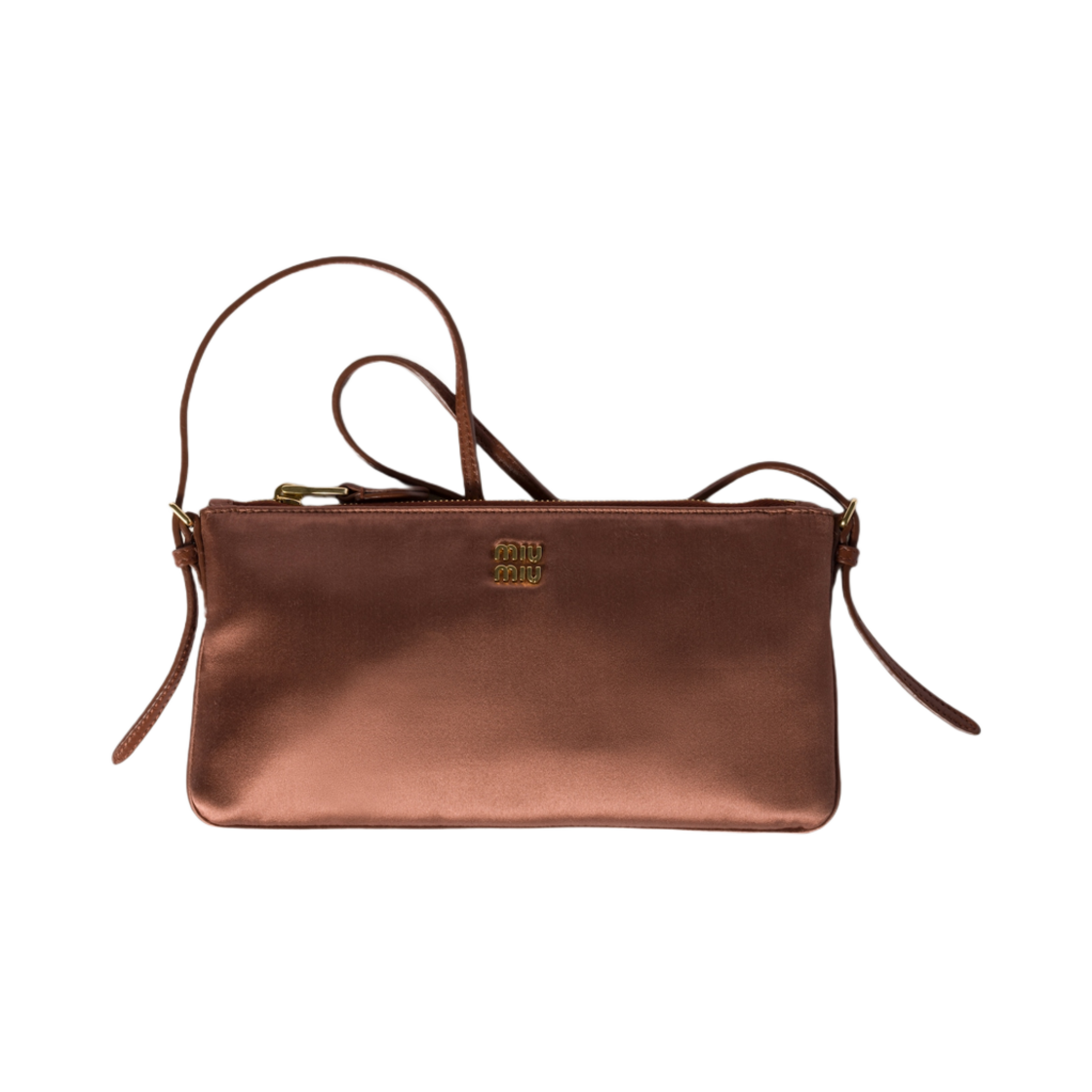 5NI007-049-F0324 Miu Miu Satin Mini Pouch Cocoa Brown