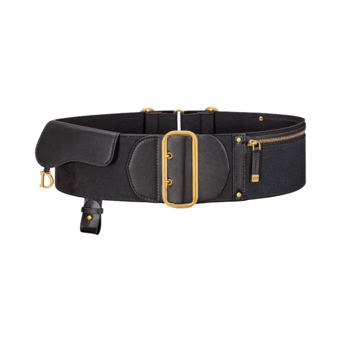 (W) 디올 80mm 스무스 카프스킨 새들 벨트 블랙 테크니컬 패브릭((W) Dior 80mm Smooth Calfskin Saddle Belt Black Technical Fabric) - 1