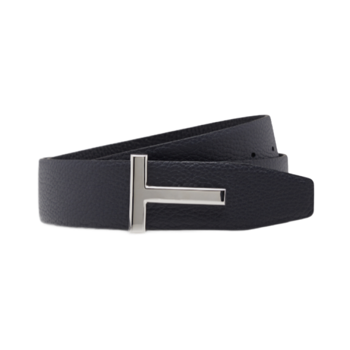 TB178-LCL236S-3LN01 Tom Ford Grain Leather T Icon Belt Dark Navy Black