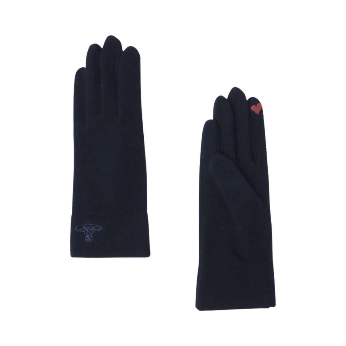(W) 비비안 웨스트우드 오브 자수 베이직 글러브 네이비((W) Vivienne Westwood Orb Embroidery Basic Gloves Navy) - 1