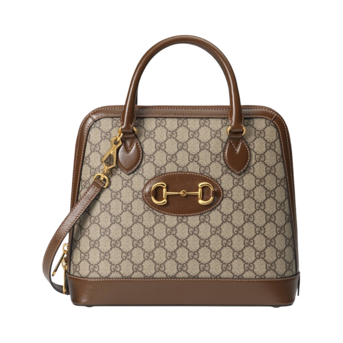 구찌 홀스빗 1955 미디움 탑 핸들백 베이지 에보니 브라운(Gucci Horsebit 1955 Medium Top Handle Bag Beige Ebony Brown) - 1