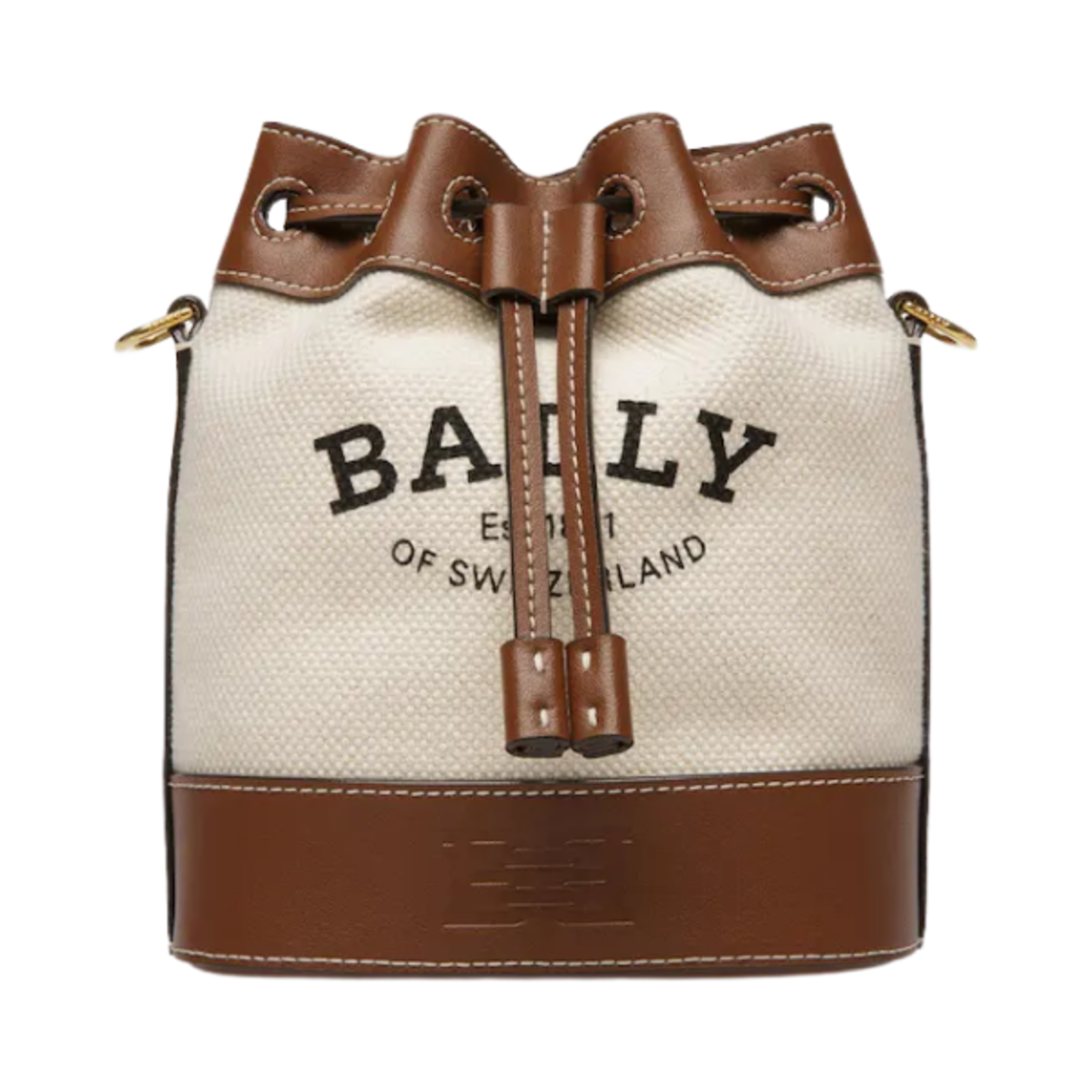 6301353 Bally Cleoh Fabric Bucket Bag Natural Brown