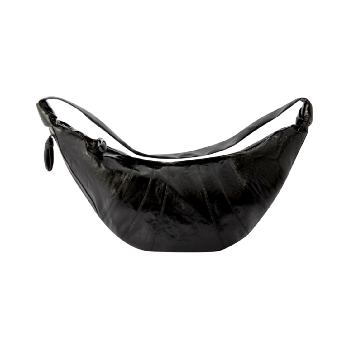 르메르 라지 크루아상 백 코티드 리넨 캔버스 블랙