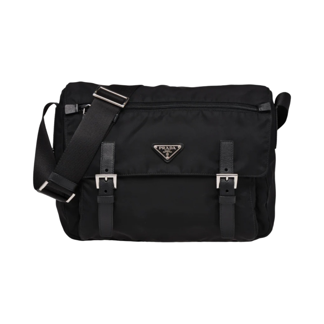 프라다 미디움 나일론 숄더백 블랙