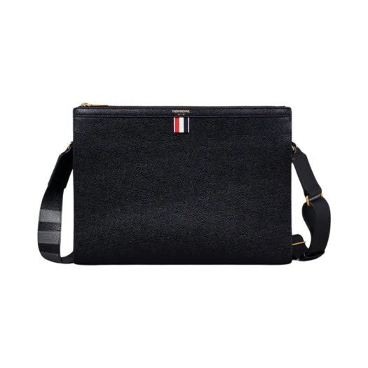 UAG177A-00198-001 Thom Browne Pebble Grain 4-Bar Crossbody Document Holder Black