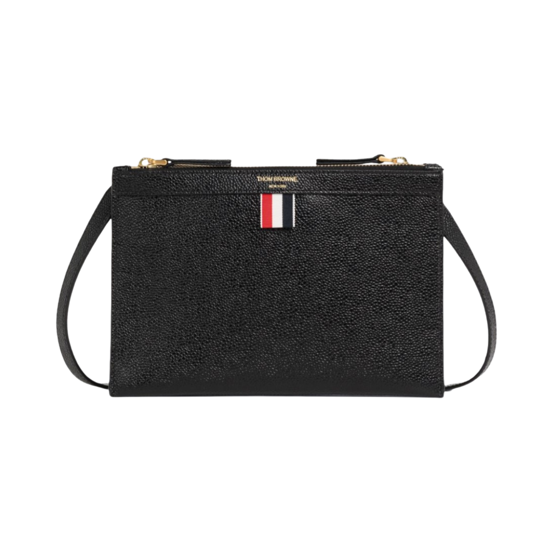 FAP380A-00198-001 Thom Browne Pebble Grain Leather Small Document Holder Crossbody Black